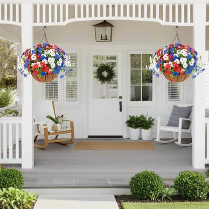 2 Set Artificial Outdoor Flowers with Hanging Basket (2 Count)