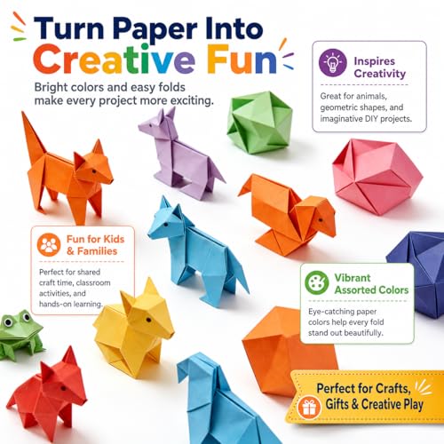 Origami Paper 1000 Sheets 6x6 Inch Colored Craft Paper Double Sided (1000 Count)