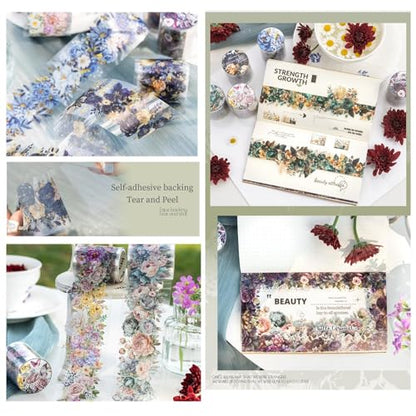 Flower PET Tape Stickers for Journaling