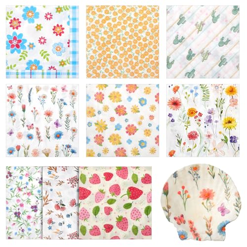 36 Pack 9 Styles Decoupage Napkins Little Colorful Floral Napkins (36 Count)