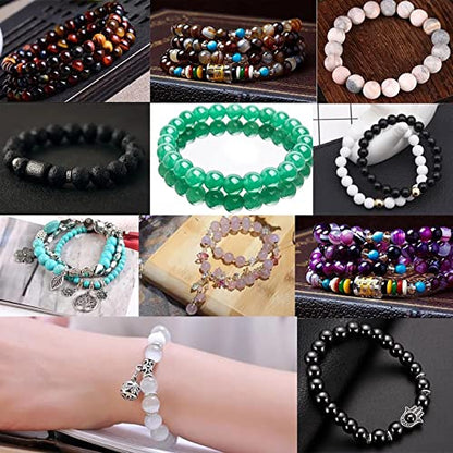 36pcs 10mm Natural Multicolor Stripe Agate Beads for Jewelry Making Natural Stone Energy Healing Beads DIY Bracelet Necklace 15"