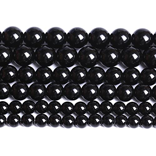 6mm 66pcs Natural Black Agates Onyx Stone Beads Smooth Round Loose Spacer Beads for Jewelry Making DIY Bracelets 15" (16 Count)