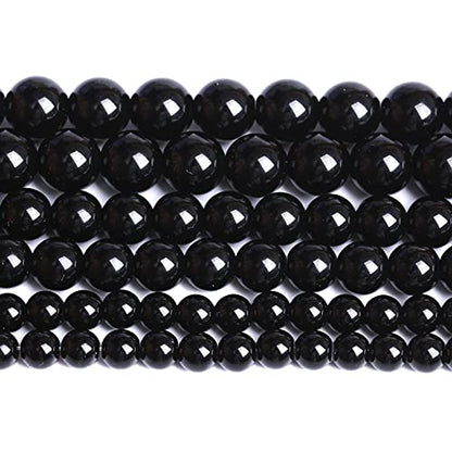 6mm 66pcs Natural Black Agates Onyx Stone Beads Smooth Round Loose Spacer Beads for Jewelry Making DIY Bracelets 15" (16 Count)