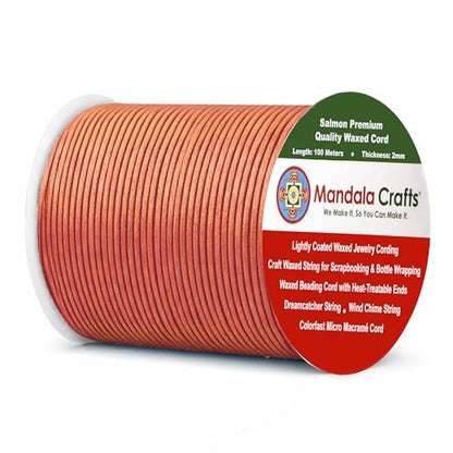 2mm Salmon Waxed Cord
