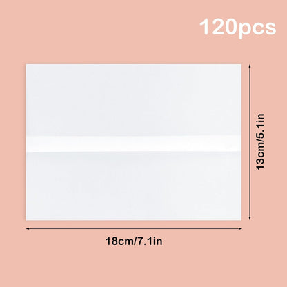 120Sheets Pre-Folded Transparent Vellum Jackets Paper for 5 x 7 in Invitations, 100GSM Translucent Matte Vellum Paper for DIY Printing Drawing Invitations Greeting Cards Invitation Cards