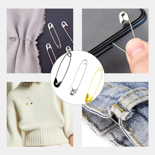 720 Pcs 3 Colors Safety Pins 4 Sizes Strong Safety Pins with Storage Box Assorted for Craft Sewing Art Clothes Jewelry Making (720 Count)