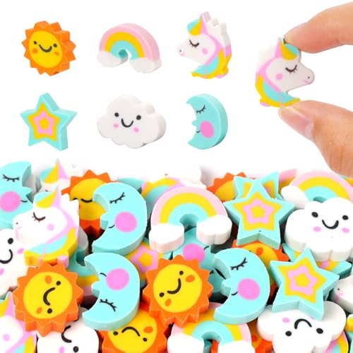 48Pcs Mini Unicorn Erasers for Kids Mini Erasers for Kids Bulk Classroom (48 Count)