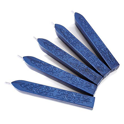 5Pcs Navy Blue Sealing Wax Sticks with Wicks for Wax Seal Stamp (5 Count)