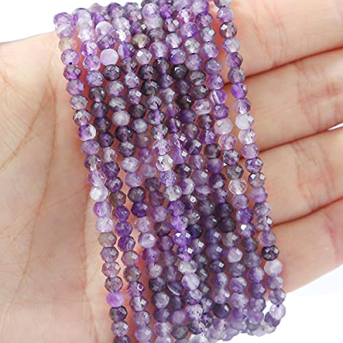 Natural Amethyst Crystal Beads 4x2mm 120pcs Faceted Rondelle Loose Semi Gemstone Beads for Jewelry Making Design (120 Count)