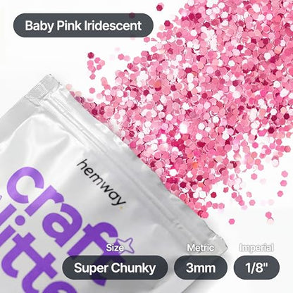 Craft Glitter Baby Pink Iridescent 100g Super Chunky Glitter