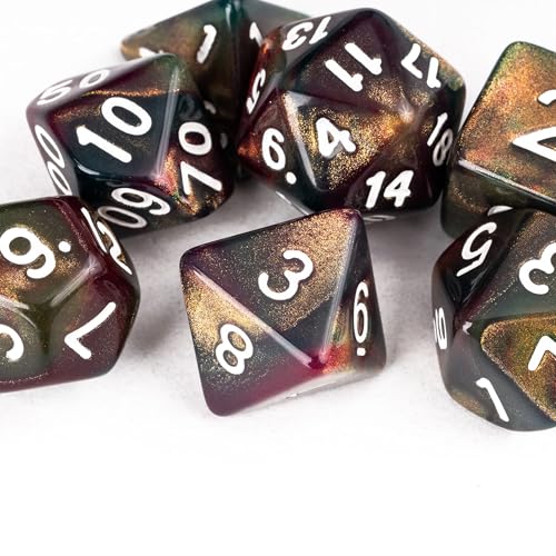7 Die DND Dice Set Polyhedral Dice Set with a Leather Dice Bag (7 Count)