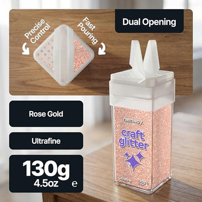 Craft Glitter Shaker Rose Gold 130g Ultrafine (4.5 Ounce)