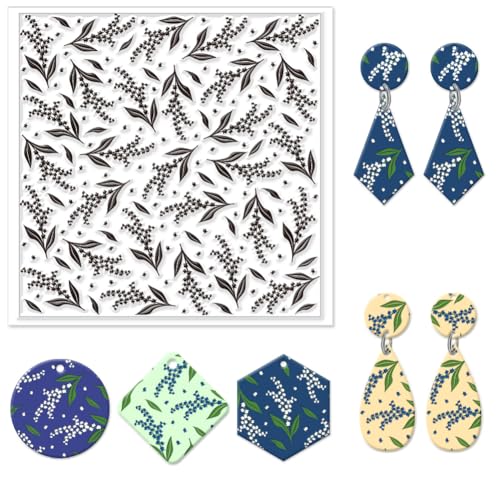 Lily of The Valley Polymer Clay Texture Sheets Flowers Silicone Texture Stamp Clay Texture Mat Modeling Pattern Pad Texture Sheets for Polymer Clay Jewelry and Clay Earrings Tools