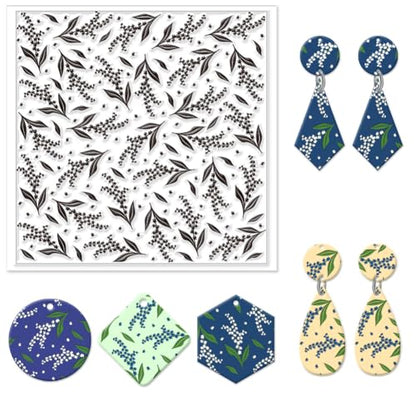 Lily of The Valley Polymer Clay Texture Sheets Flowers Silicone Texture Stamp Clay Texture Mat Modeling Pattern Pad Texture Sheets for Polymer Clay Jewelry and Clay Earrings Tools