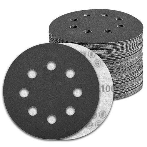 100 Pcs 5 inch Wet Dry Sanding Discs Grit 1000 Hook and Loop 8 Hole Silicon Carbide Orbital Sander Sandpaper (100 Count)