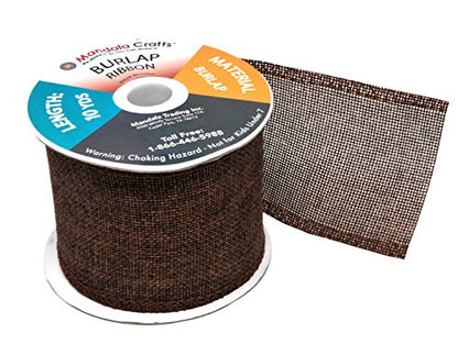 3 Inch Wide Brown Burlap Ribbon for Crafts (60 Foot)