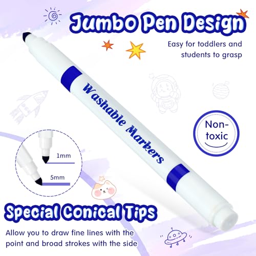 18 Pcs Line Washable Markers Blue Fine Tip Markers for Kid (18 Count)