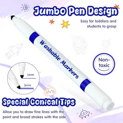 18 Pcs Line Washable Markers Blue Fine Tip Markers for Kid (18 Count)