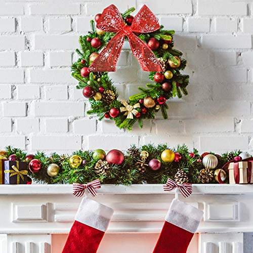 2.5 Inch Wide Christmas Wired Ribbon Snowflake Organza Sheer Glitter Ribbon for Xmas Tree (65.7 Foot)