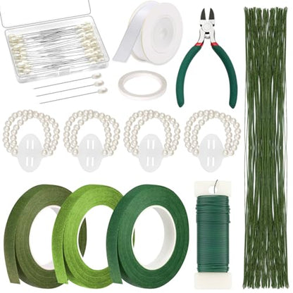 Floral Tape and Floral Wire Arrangement Tool Kit with Green Tape