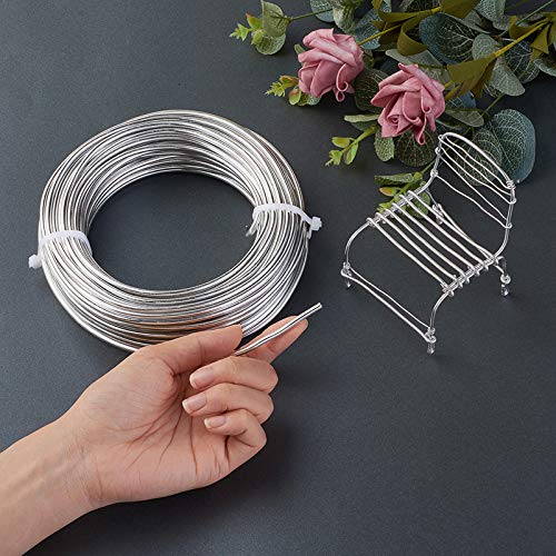 65.6 Feet 3.5mm Aluminum Wire Silver Bendable Metal Craft Wire for Beading Jewelry Craft Making (65.6 Foot)