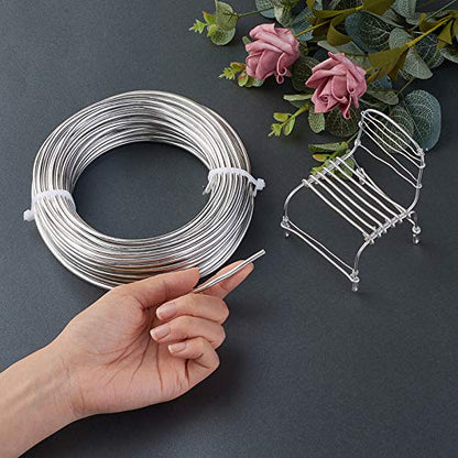 65.6 Feet 3.5mm Aluminum Wire Silver Bendable Metal Craft Wire for Beading Jewelry Craft Making (65.6 Foot)