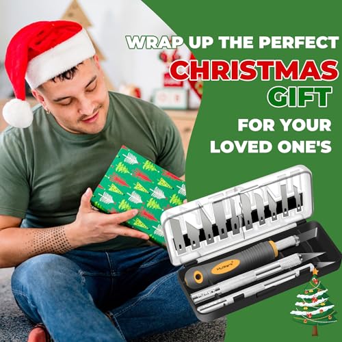 136 Piece Precision Hobby Knife Set with Blade Storage Magnetic Handle (16 Count)