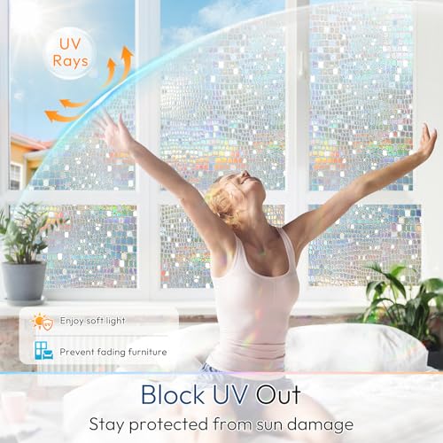 Window Privacy Film Decorative Rainbow Cling (38.48 Sq Ft)