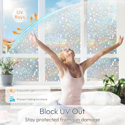 Window Privacy Film Decorative Rainbow Cling (19.36 Sq Ft)