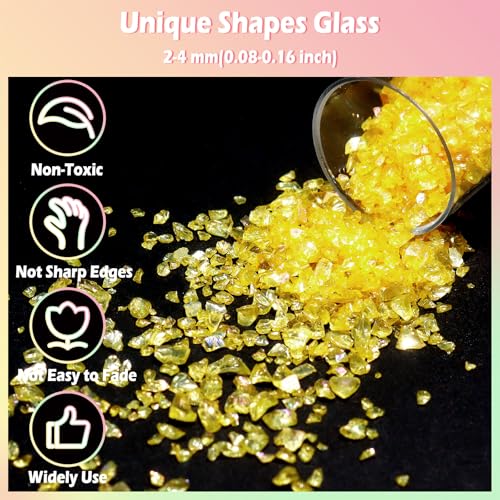 12 Colors Iridescent Crushed Glass (4.23 Ounce)