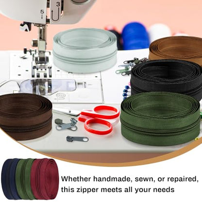 22.2 Yards 20 m 10 Pieces Assorted Colors #5 Nylon Coil Zippers