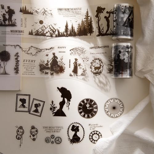 Vintage Silhouette PET Tape Set with Clip (6 Count)