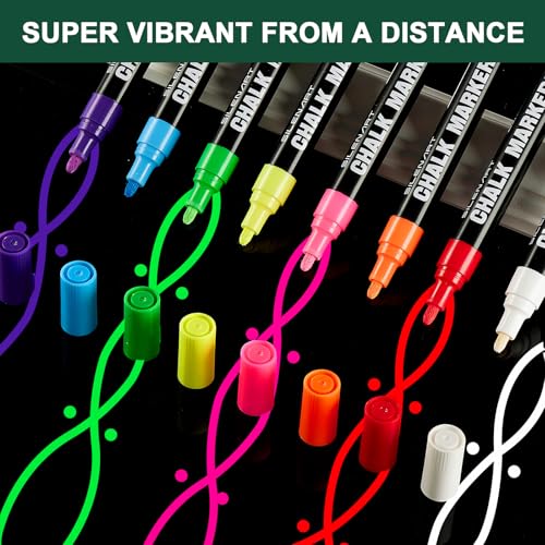 White Liquid Chalk Markers for Blackboard Chalkboard Window Marker Pen for Car Glass (8 Count)