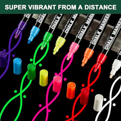 White Liquid Chalk Markers for Blackboard Chalkboard Window Marker Pen for Car Glass (8 Count)