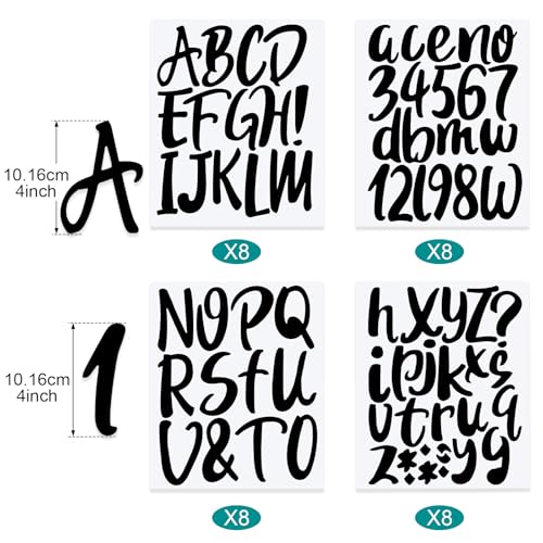 576 Pcs 8 Sheets Letters Stickers Vinyl Alphabet Number Decals Back to School Supplies for Water Bottles Cups Mailbox Scrapbooking Bulletin Board Classroom Decor (8 Count)