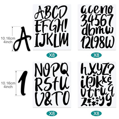 576 Pcs 8 Sheets Letters Stickers Vinyl Alphabet Number Decals Back to School Supplies for Water Bottles Cups Mailbox Scrapbooking Bulletin Board Classroom Decor (8 Count)