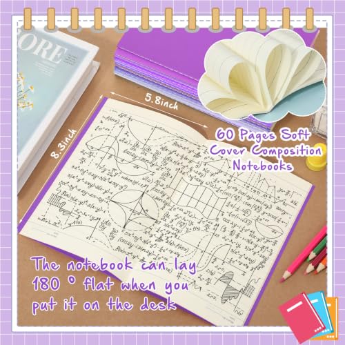 100 Pack A5 Composition Notebooks Bulk 5"x8" Notebooks Purple