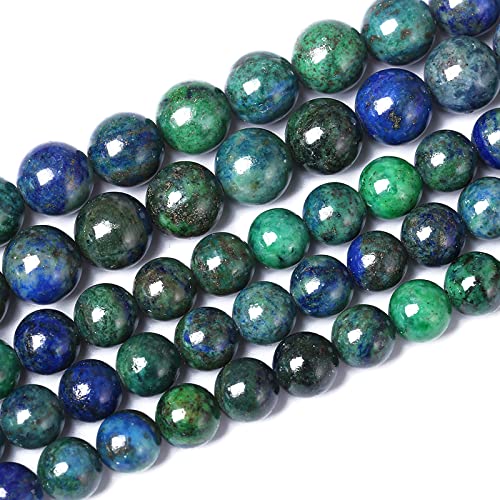 12mm 31pcs Natural Gemstone Beads Lapis Lazuli Chrysocolla Phoenix Stone Round Loose Beads for Jewelry Making DIY Bracelet Necklace (16 Count)