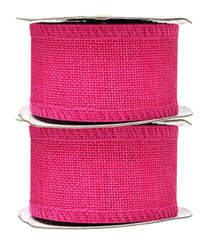 2 Inch Wide Hot Pink Burlap Ribbon for Crafts (60 Feet)