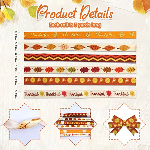 6 PCS Thanksgiving Fall Ribbons (90 Foot)