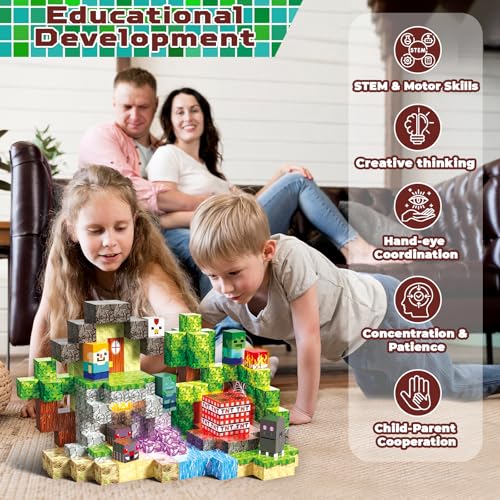 200 PCS Magnetic Blocks with Light Up Blocks