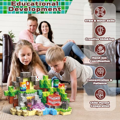 200 PCS Magnetic Blocks with Light Up Blocks
