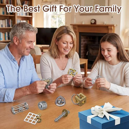 9 Pcs Metal Brain Teasers 3D Steel Puzzle Set (9 Count)