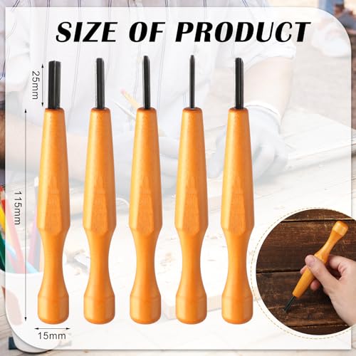 5 Pcs Linoleum Carving Tool Set Wood Handle Linocut (5 Count)
