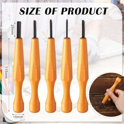 5 Pcs Linoleum Carving Tool Set Wood Handle Linocut (5 Count)