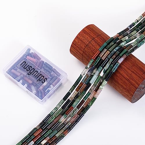 Natural Indian Agate Cylinder Tube Beads 4x13mm 38cm (28 Count)