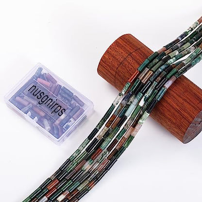 Natural Indian Agate Cylinder Tube Beads 4x13mm 38cm (28 Count)