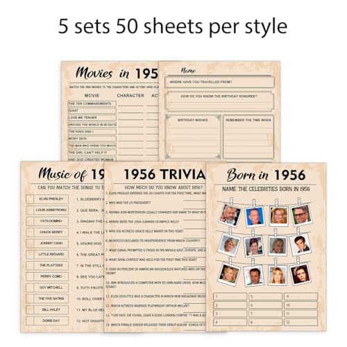 70th Birthday Party Games (5 Count)