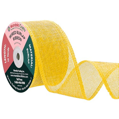 2 Inch Wide Yellow Wired Burlap Ribbon