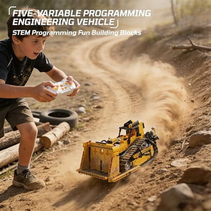 5-in-1 Building Toys STEM Robotics Kits - Remote-Controlled Excavator Engineering Kit for Kids Ages 8-16 with 535 Pieces, DIY Educational Science Kits Gift for Boys & Girls